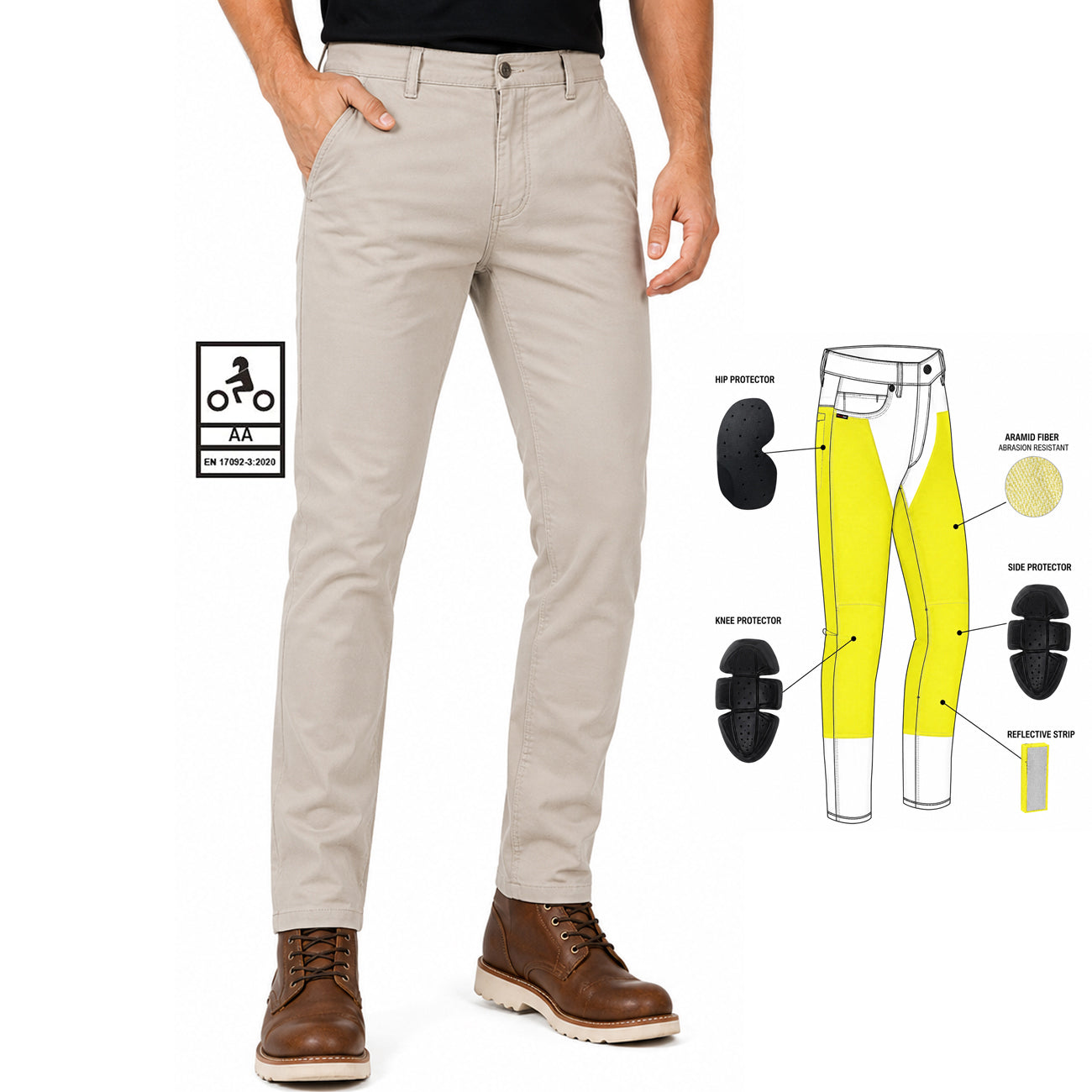 Bikers Gear Australia Motorcycle Lined Kevlar Chinos Pants