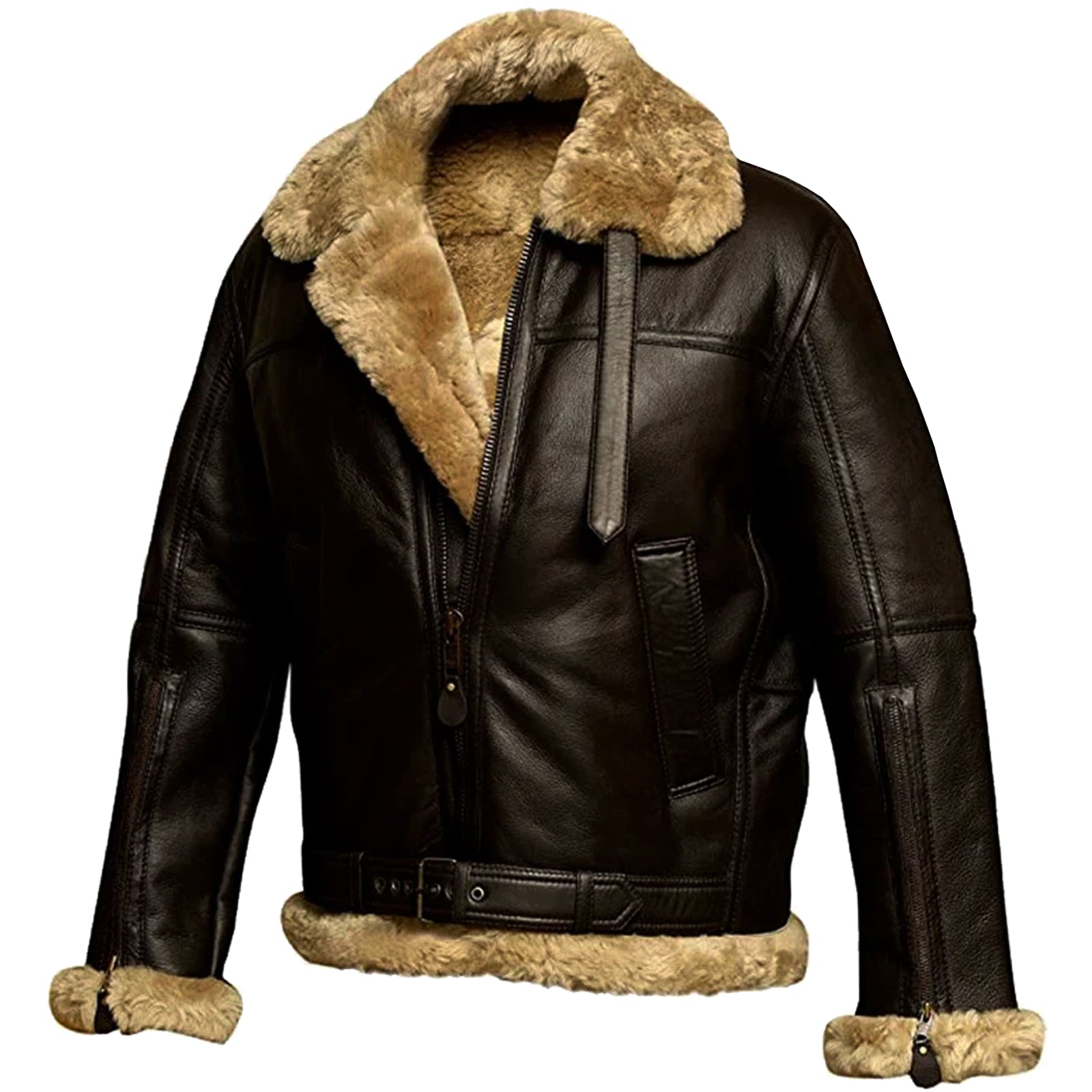 Bikers Gear Australia Aviator B3 Shearling Sheepskin Leather Bomber Jacket For Men
