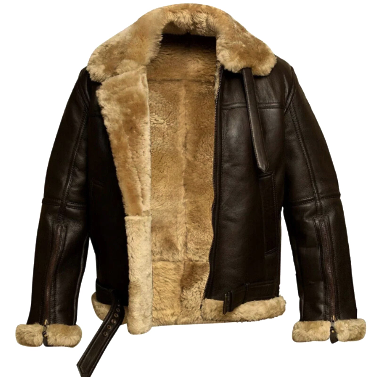 Bikers Gear Australia Aviator B3 Shearling Sheepskin Leather Bomber Jacket For Men