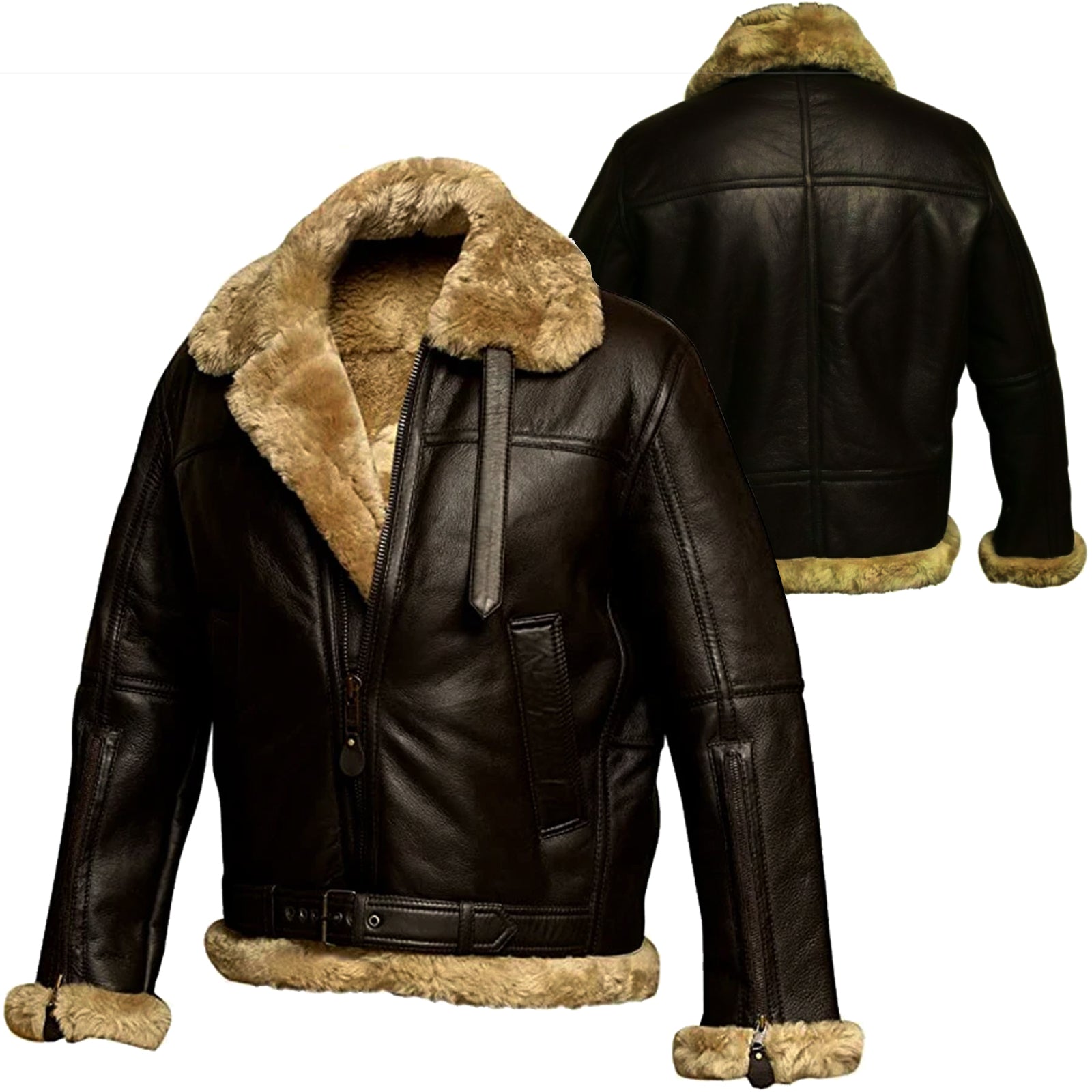 Bikers Gear Australia Aviator B3 Shearling Sheepskin Leather Bomber Jacket For Men