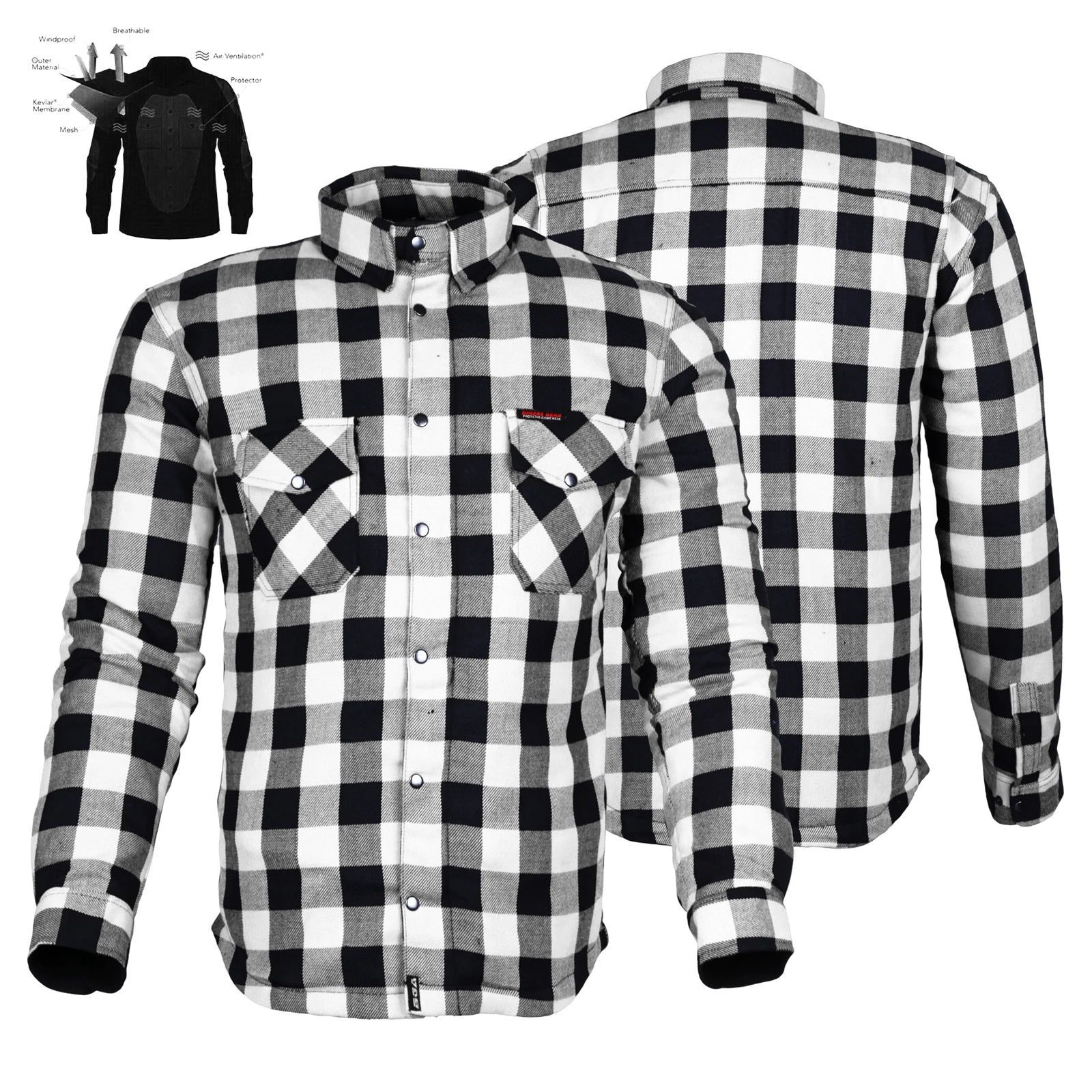Bikers Gear Australia Exo Protective Lined with Kevlar Motorcycle Flannel Shirts
