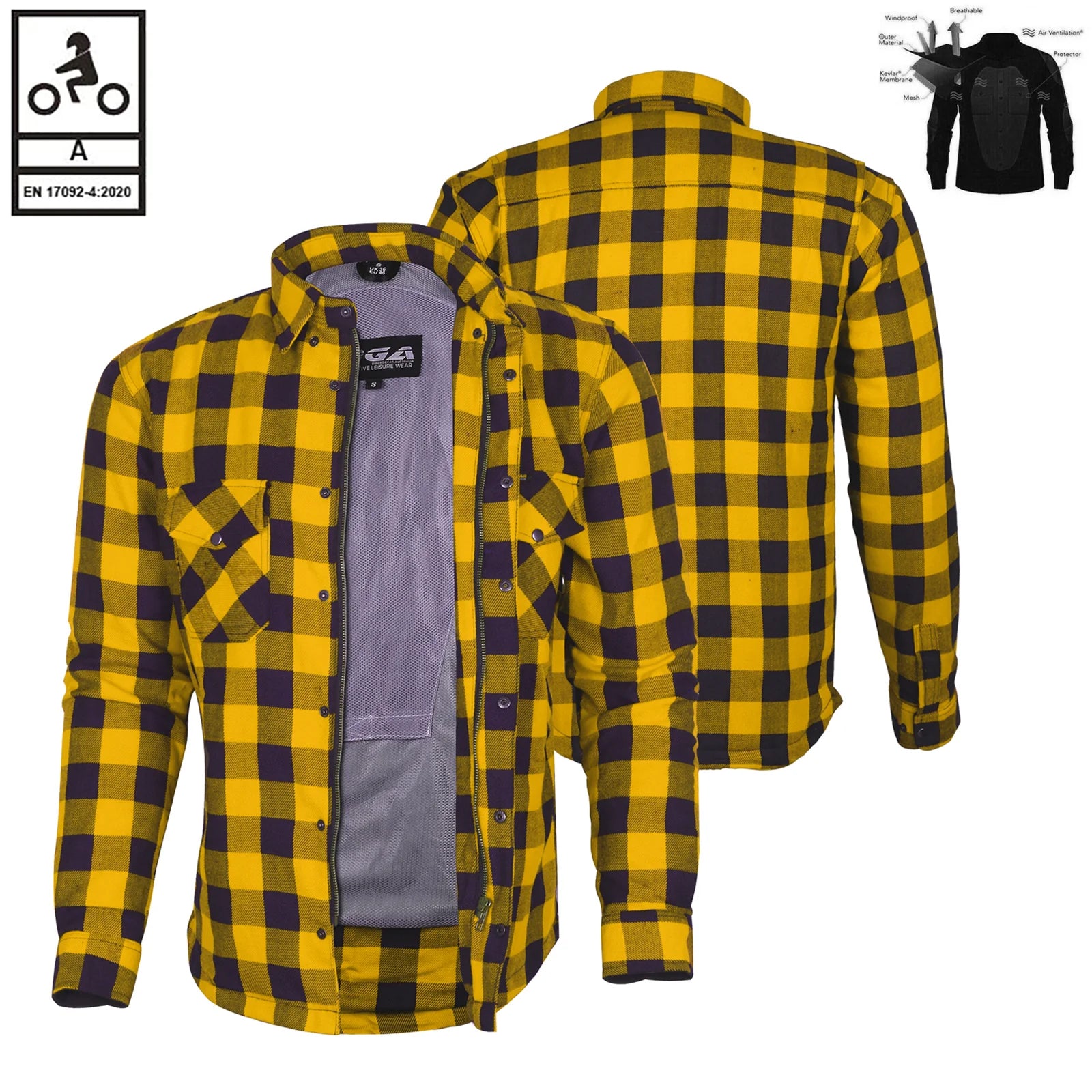 Bikers Gear Australia Exo Protective Lined with Kevlar Motorcycle Flannel Shirts