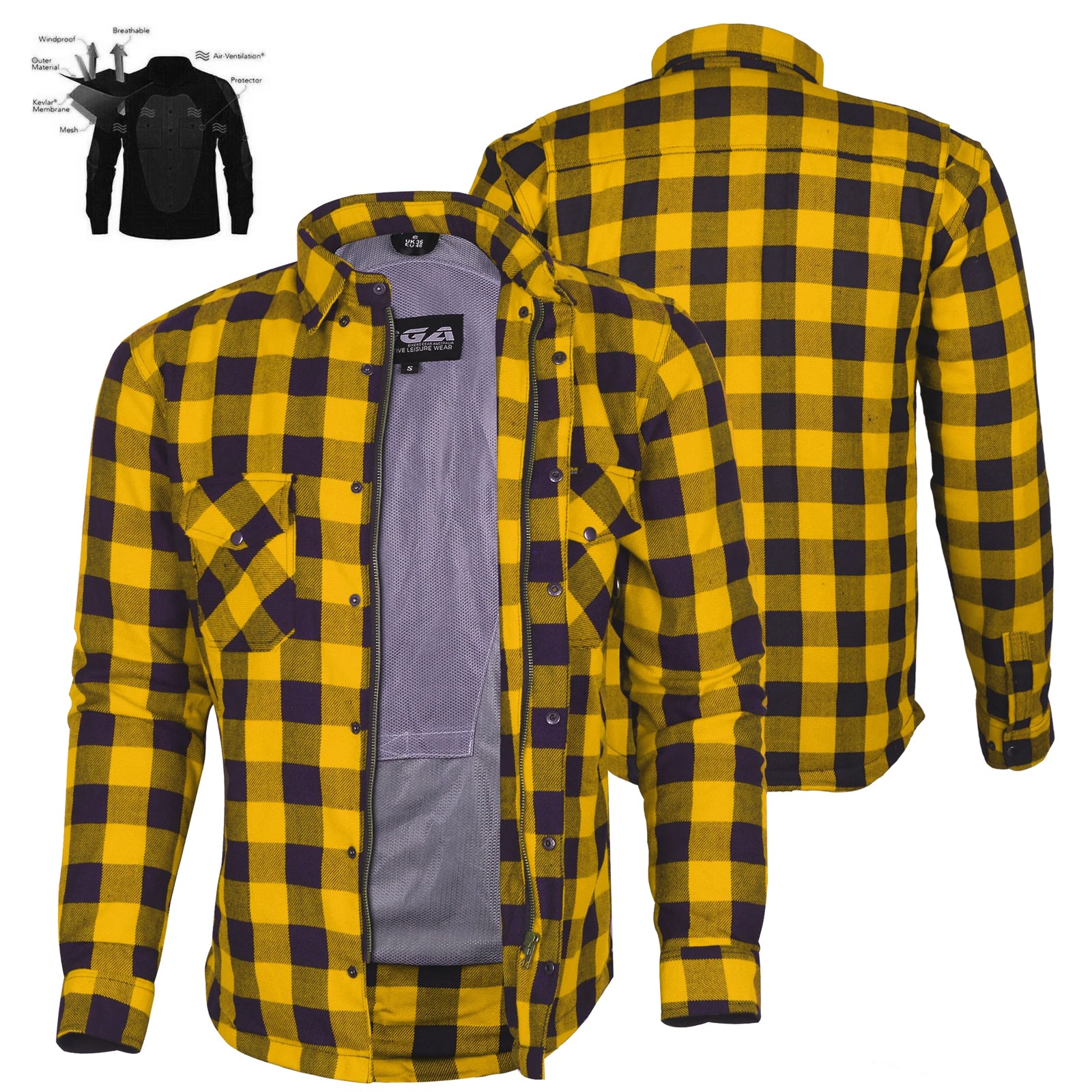 Bikers Gear Australia Exo Protective Lined with Kevlar Motorcycle Flannel Shirts