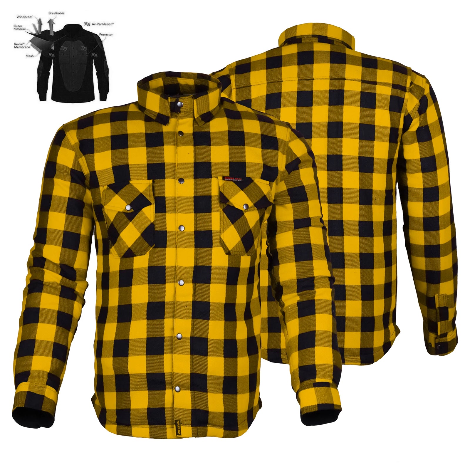 Bikers Gear Australia Exo Protective Lined with Kevlar Motorcycle Flannel Shirts