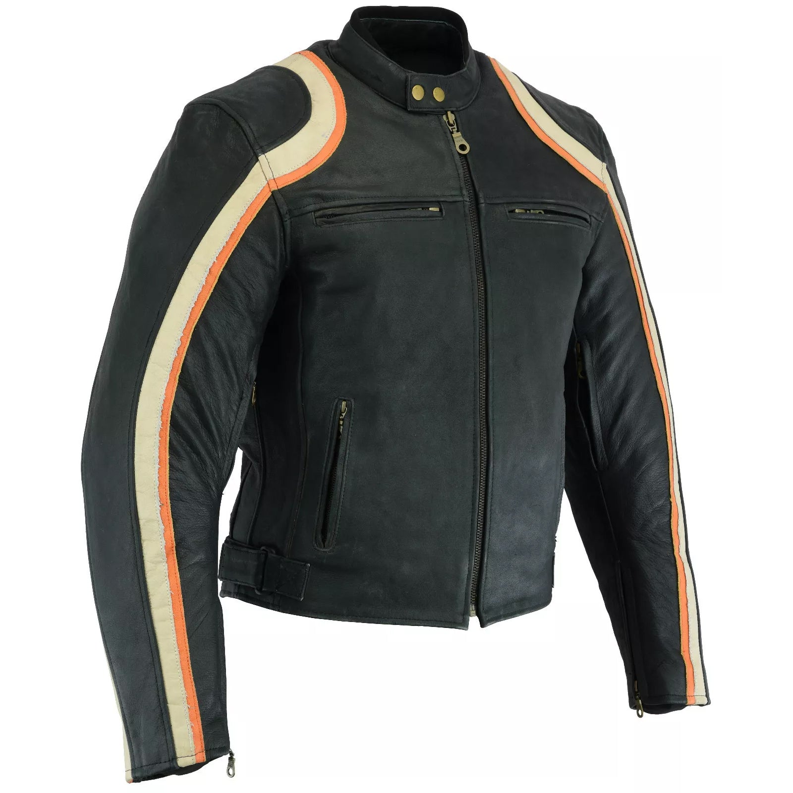 Bikers Gear Australia Retro Vintage Cafe Racer CE Motorcycle Leather Jacket