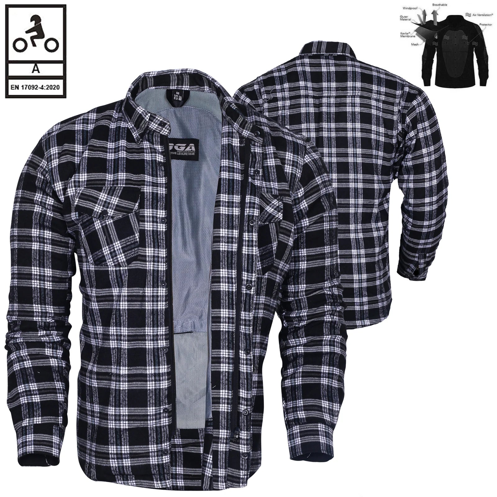 Bikers Gear Australia Timber HD Motorcycle Lined with Kevlar Shirt