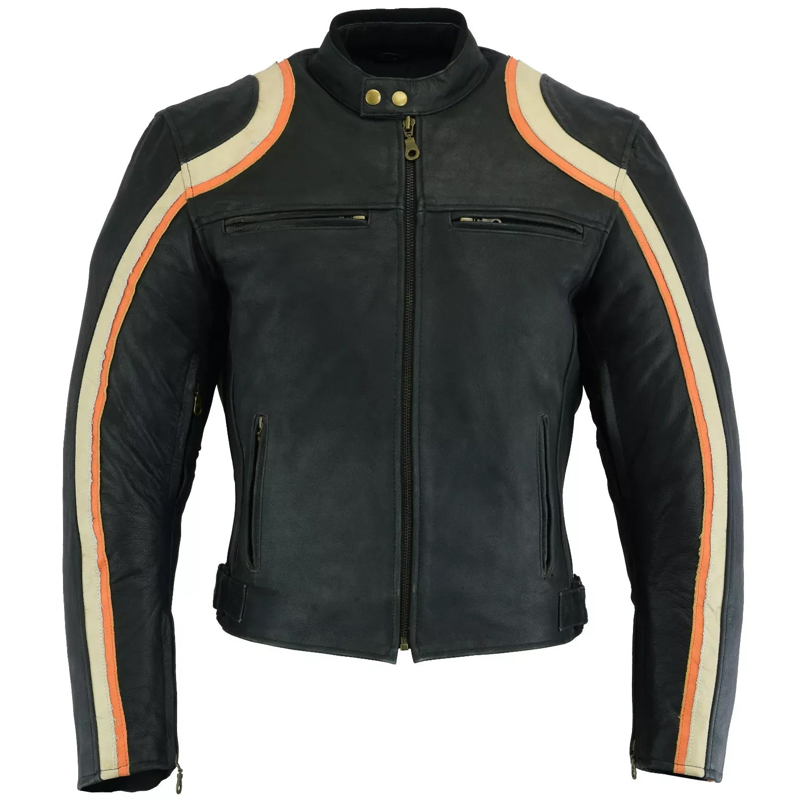 Bikers Gear Australia Retro Vintage Cafe Racer CE Motorcycle Leather Jacket