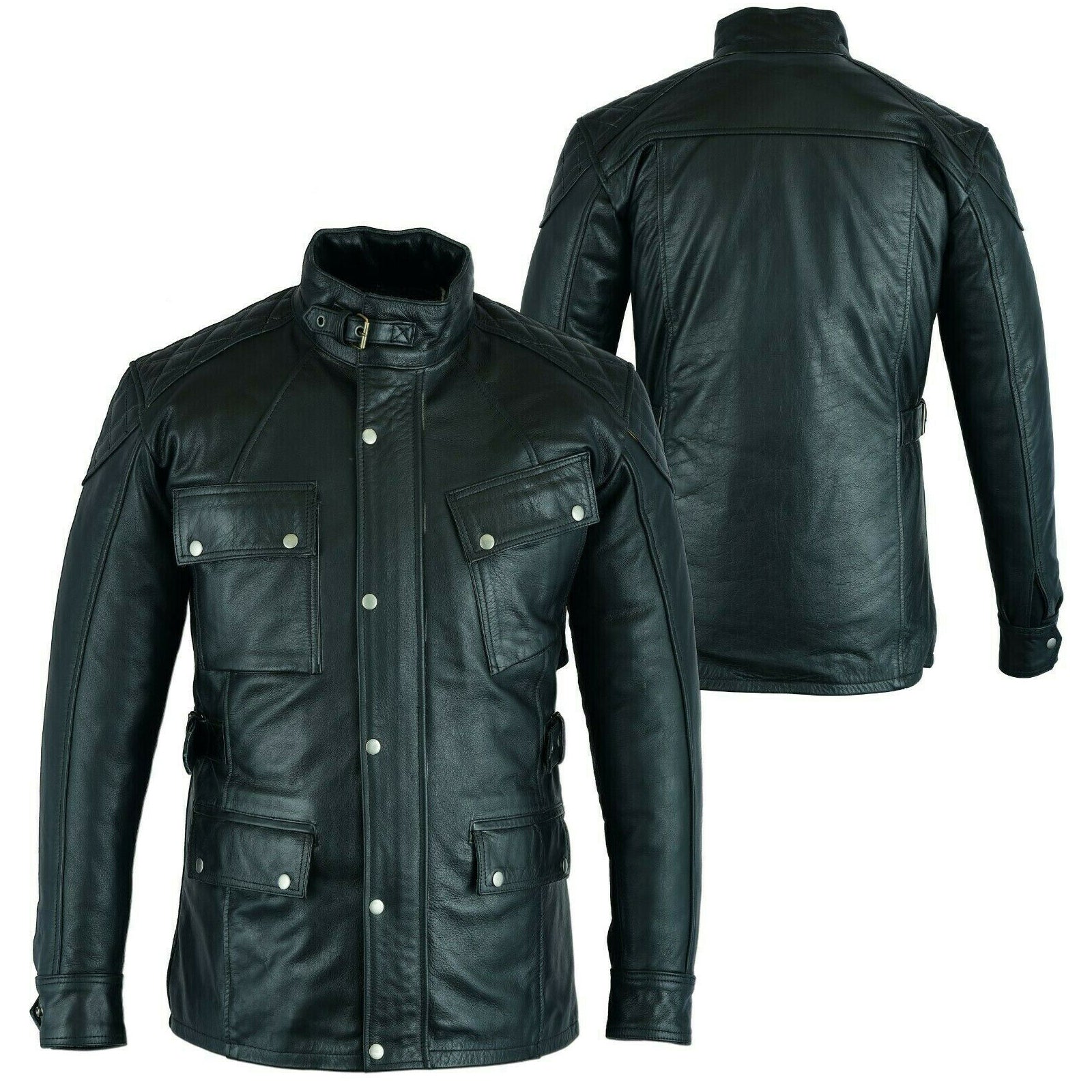 Bikers Gear Australia Motorcycle Waxed Leather Jacket Trailmaster 2.0 Black