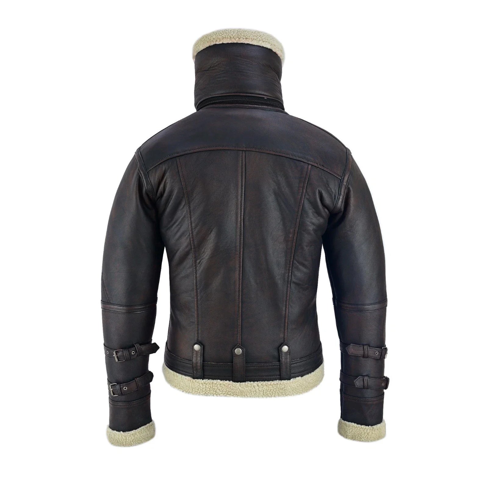 Bikers Gear Australia Men’s Aviator Bomber Jacket Sheepskin Leather with Double Fur Collar