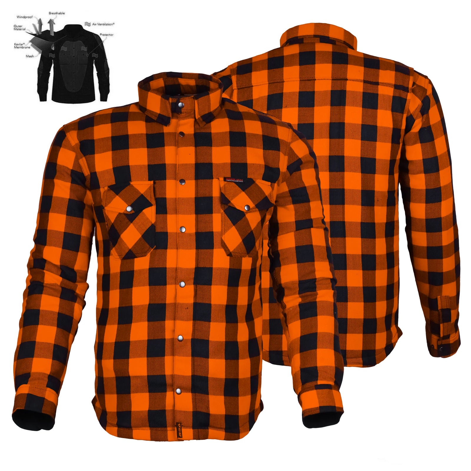Bikers Gear Australia Exo Protective Lined with Kevlar Motorcycle Flannel Shirts
