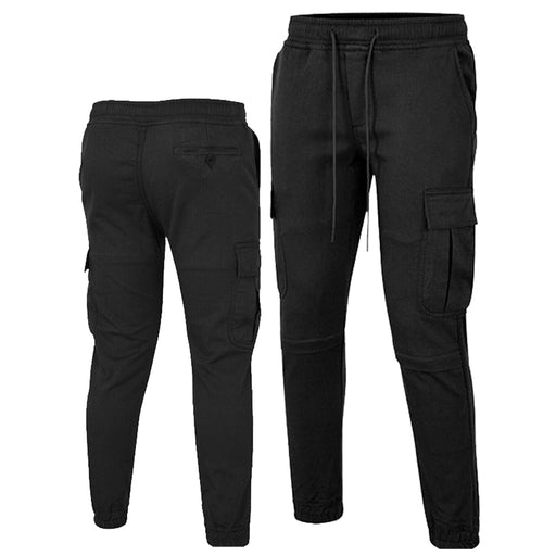 Charlie Men's Casual Stretch Motorcycle Cargo Pants Black
