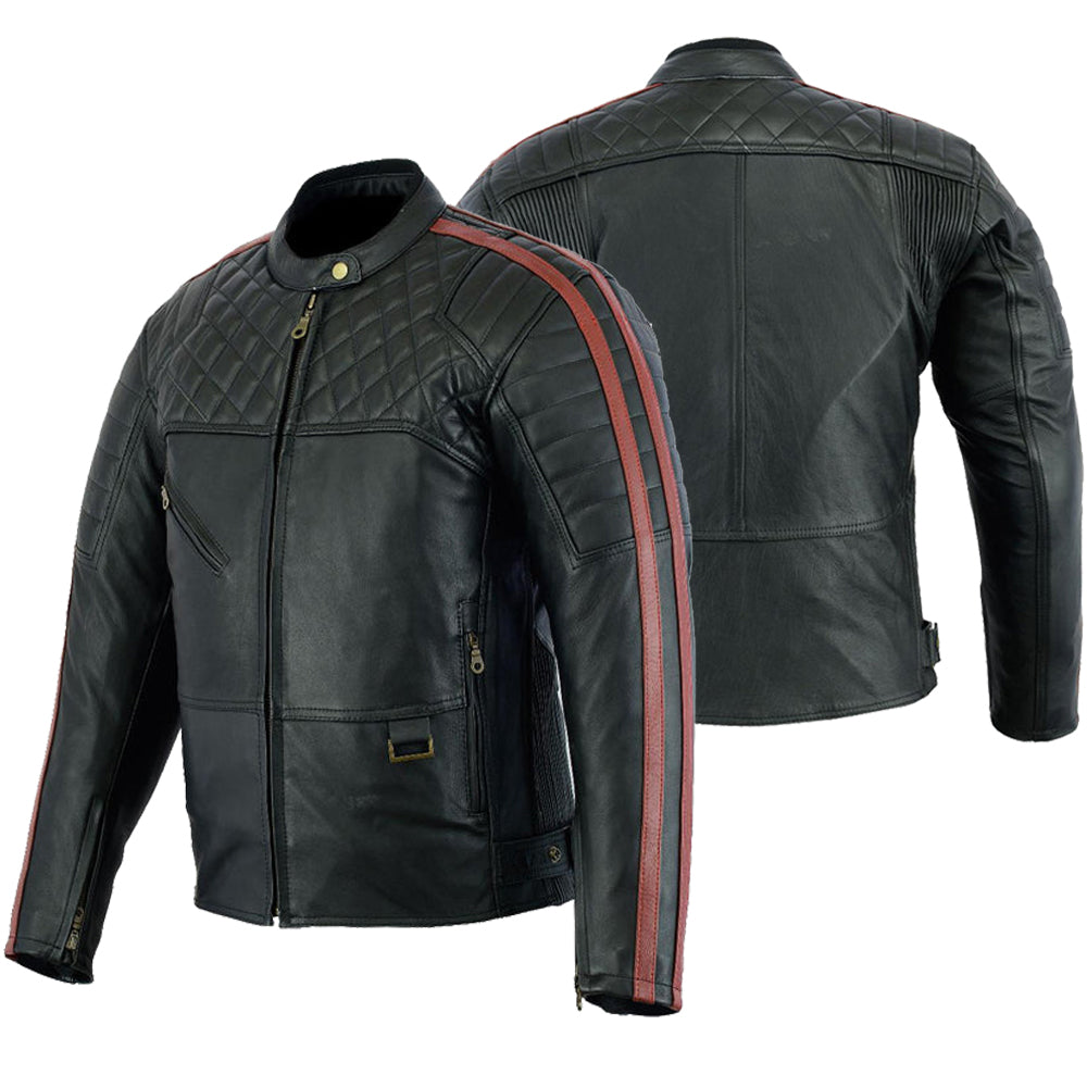 BGA Baron Motorcycle Naked Leather Jacket Red