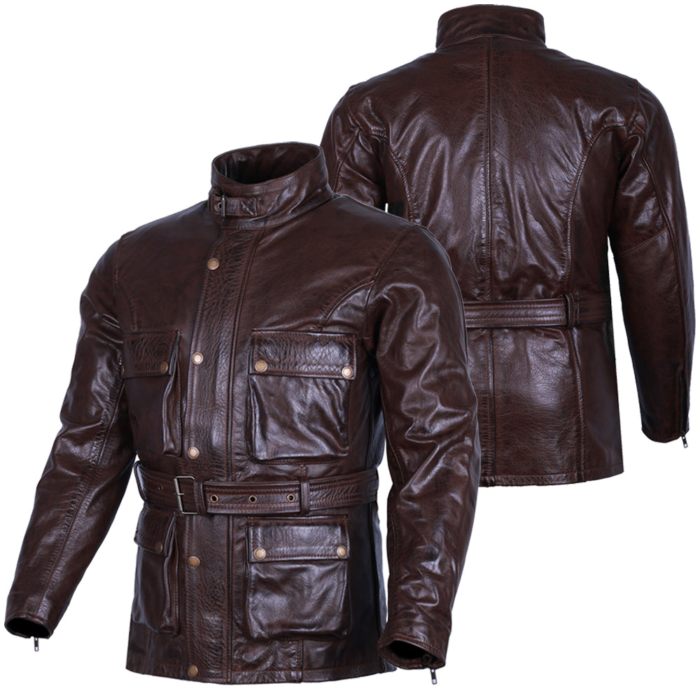 Bikers Gear Australia Motorcycle Leather Jacket Waxed Brown