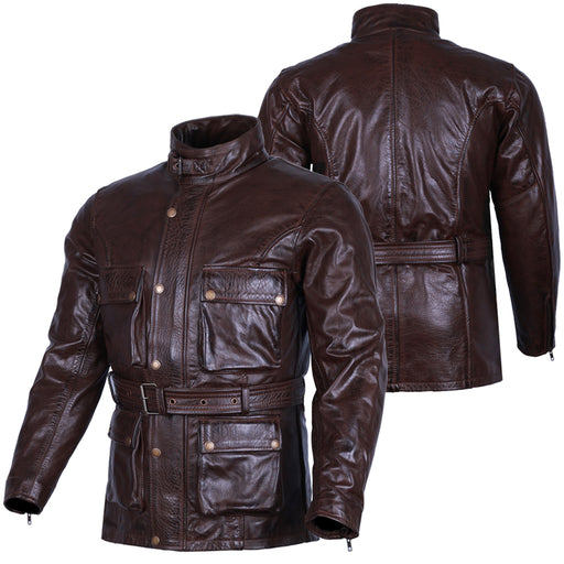 Bikers Gear Australia Motorcycle Leather Jacket Trail Master Waxed Brown