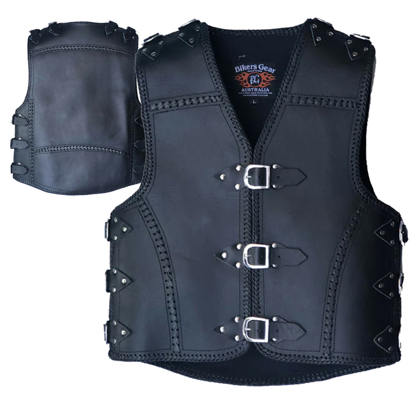 Bikers Gear Australia Albany HD 3mm Motorcycle Club Vest Black