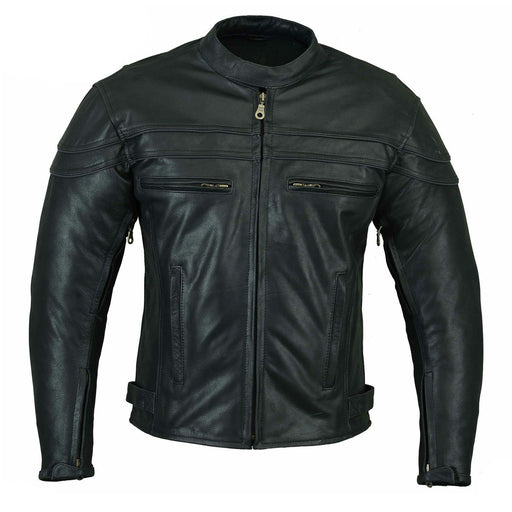 Bikers Gear Australia Motorcycle Leather Jacket Black Sturgis