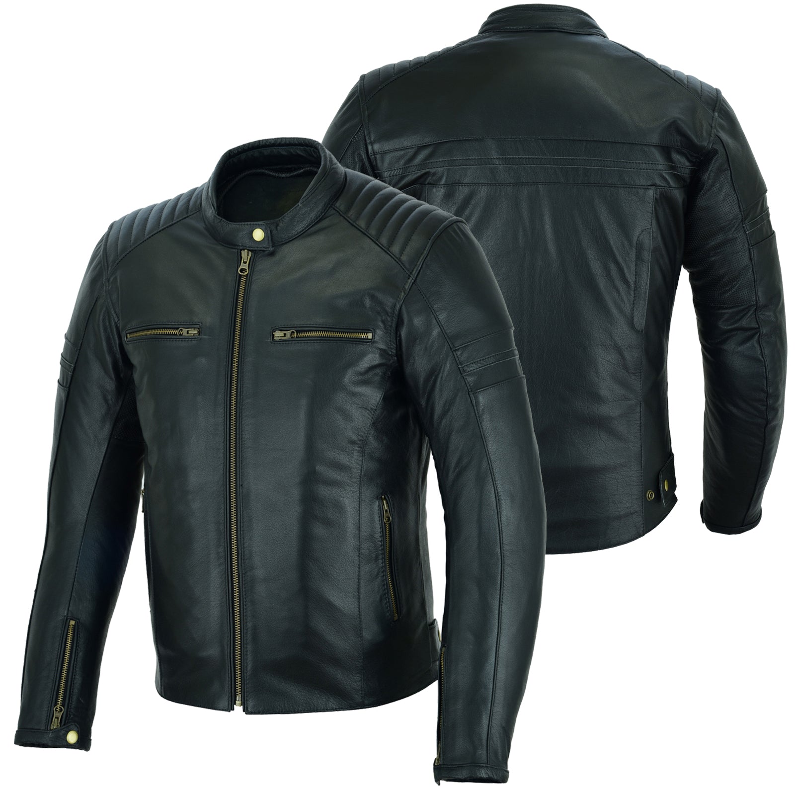 Bikers Gear Australia Motorcycle Leather Jacket Black Roadster Classic