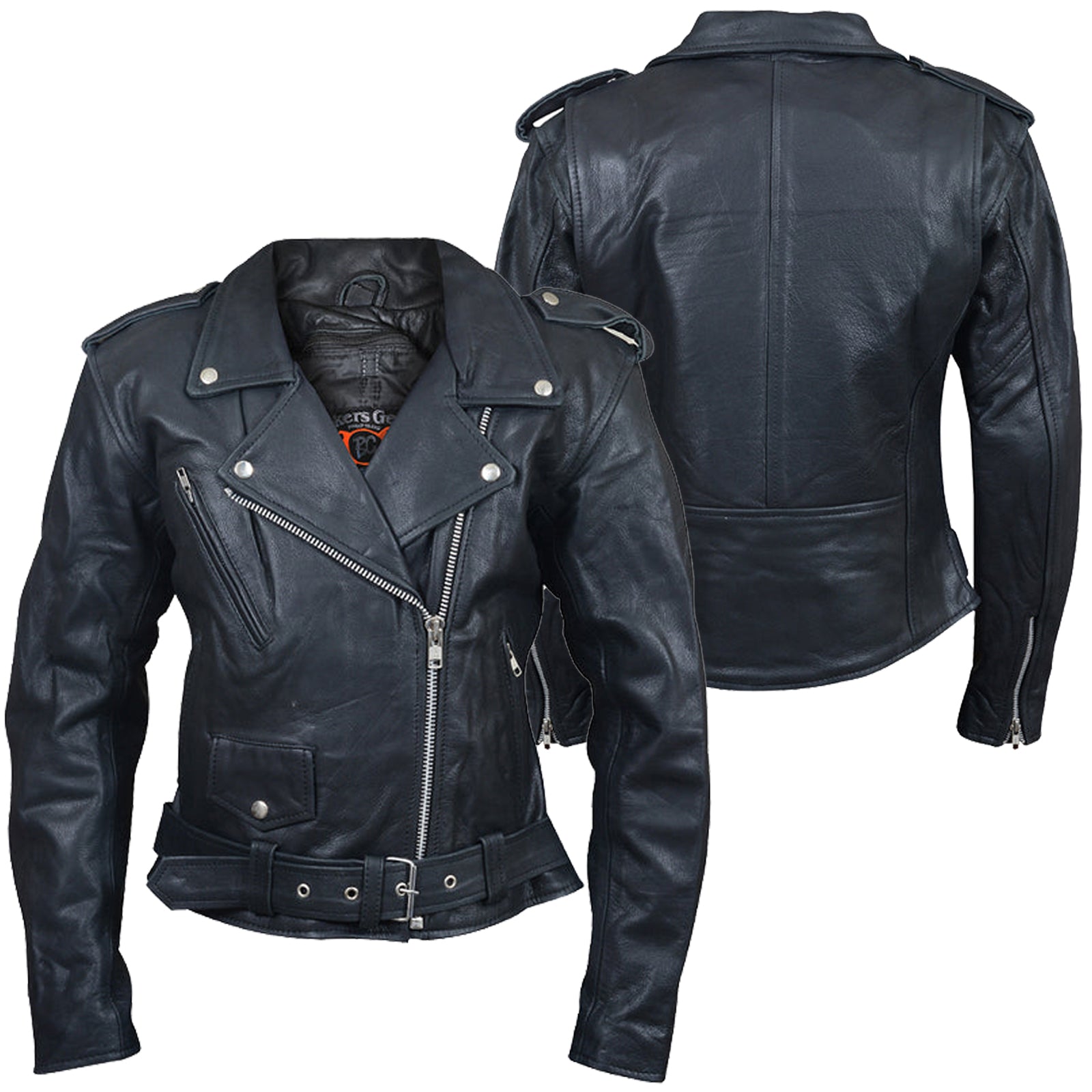 Bikers Gear Australia Women Brando Belted Biker Leather Jacket Black