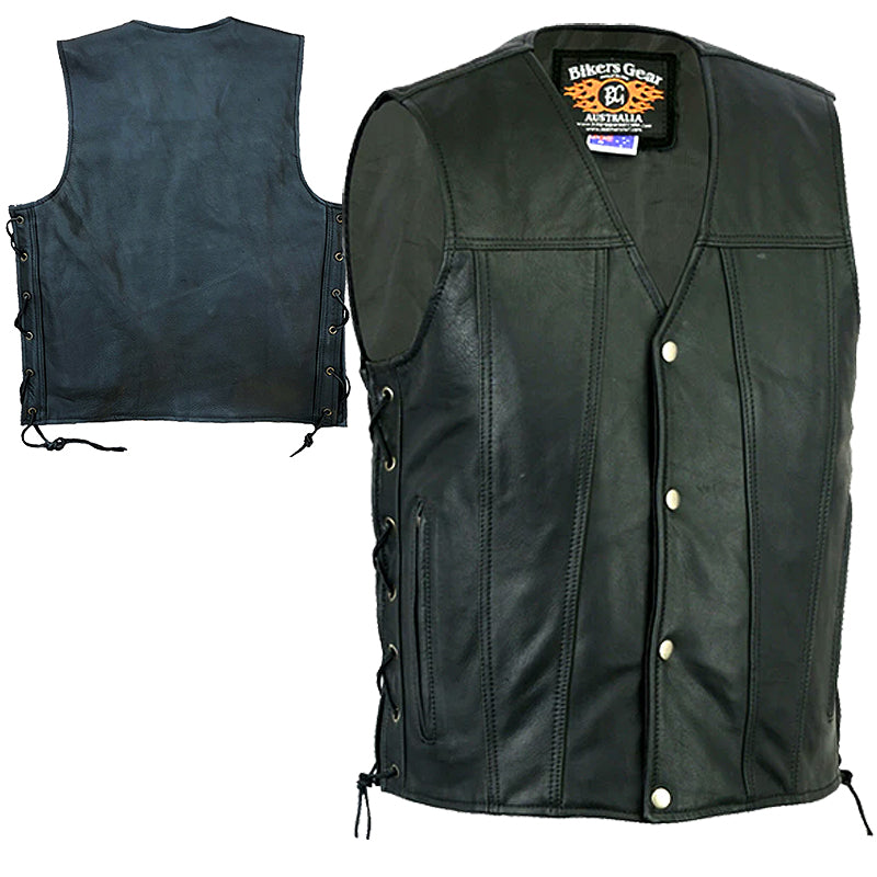 Bikers Gear Australia Copper Men Motorcycle Vest Black