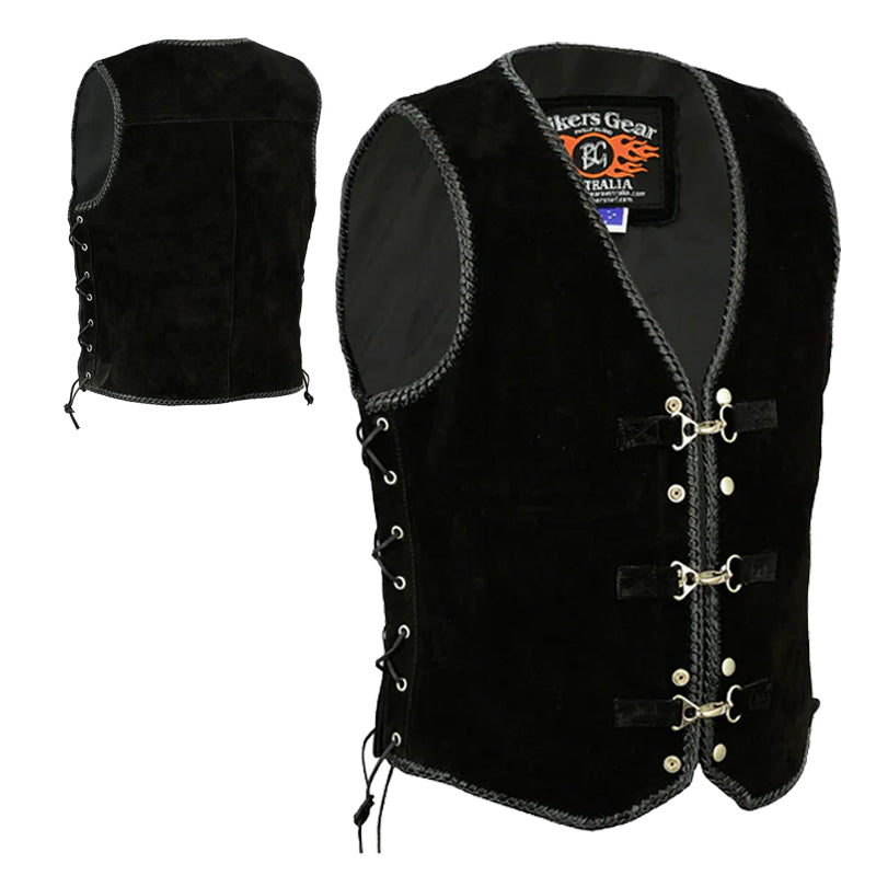 Bikers Gear Australia Aero Motorcycle Suede Vest Black