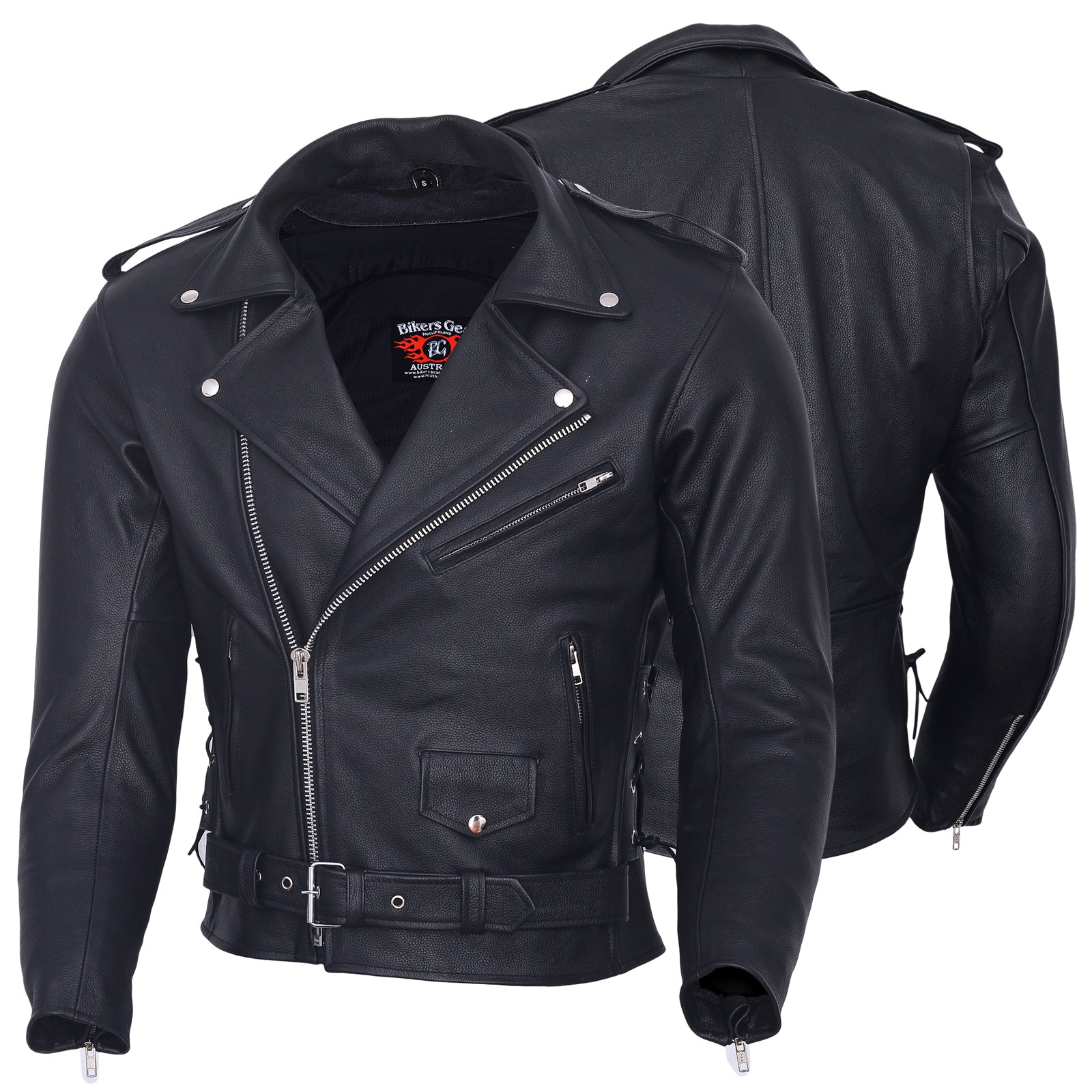 Bikers Gear Australia Motorcycle Leather Jacket Brando Patrol Style Classic