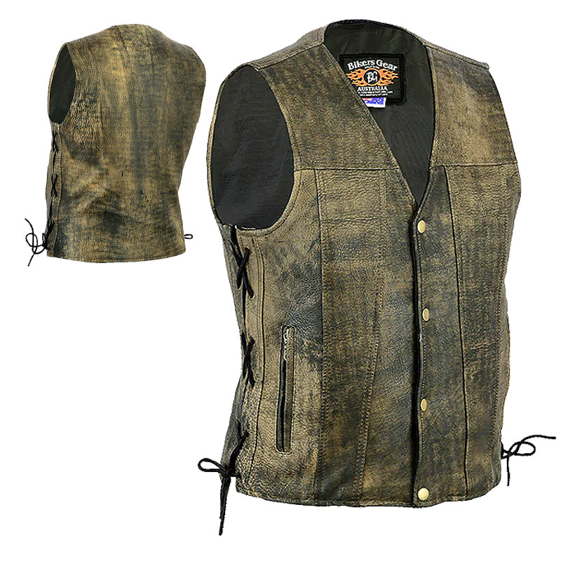 Bikers Gear Australia Copper Men Motorcycle Vest Brown