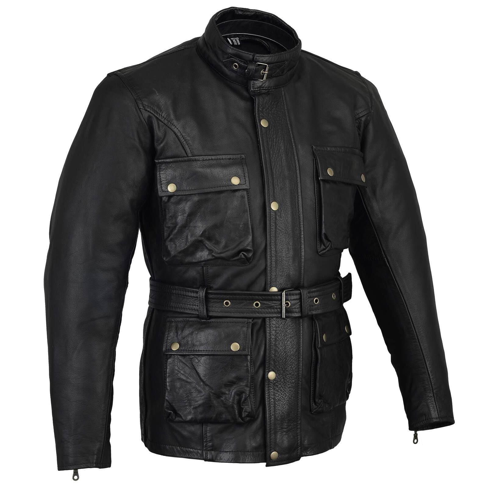 Bikers Gear Australia Motorcycle Leather Jacket Trail Master Waxed Belstaff Style Black