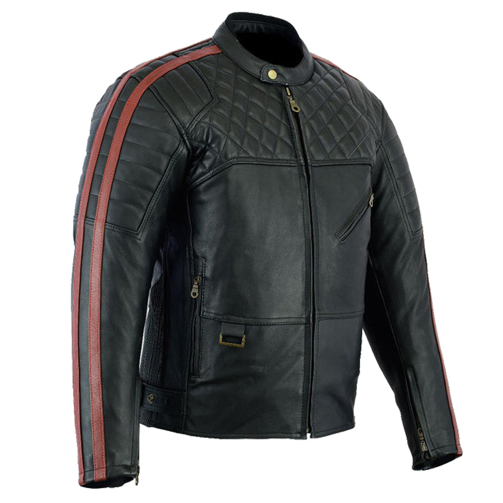 BGA Baron Motorcycle Naked Leather Jacket Red