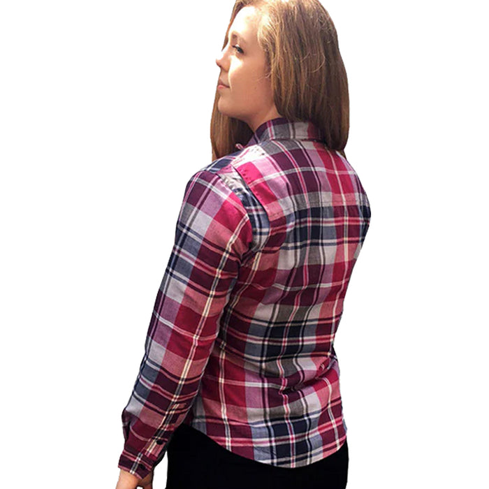 Bikers Gear Australia Brat Lady Protective Motorcycle Flannel Shirts Pink/Grey