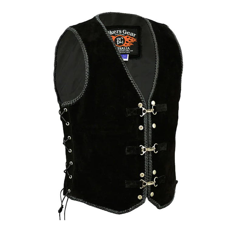 Bikers Gear Australia Aero Motorcycle Suede Vest Black