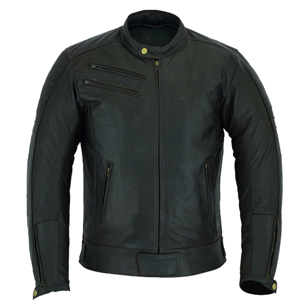 BGA Element Leather Motorcycle Jacket Brown