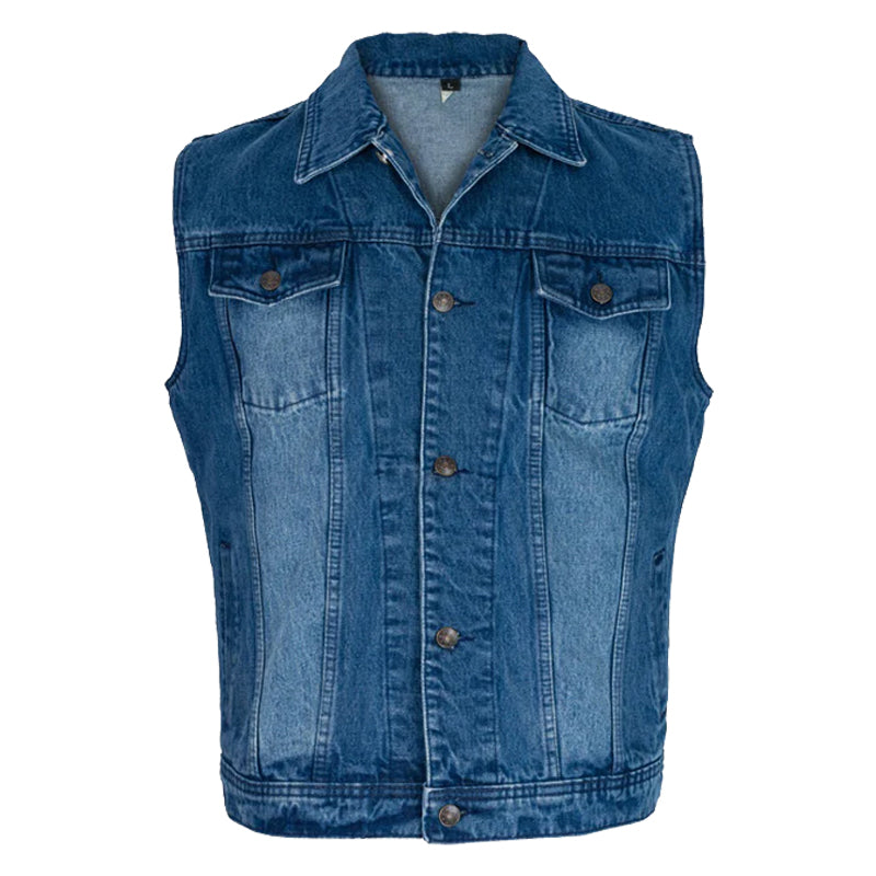 Bikers Gear Australia Jaguar Denim Motorcycle Vest Blue