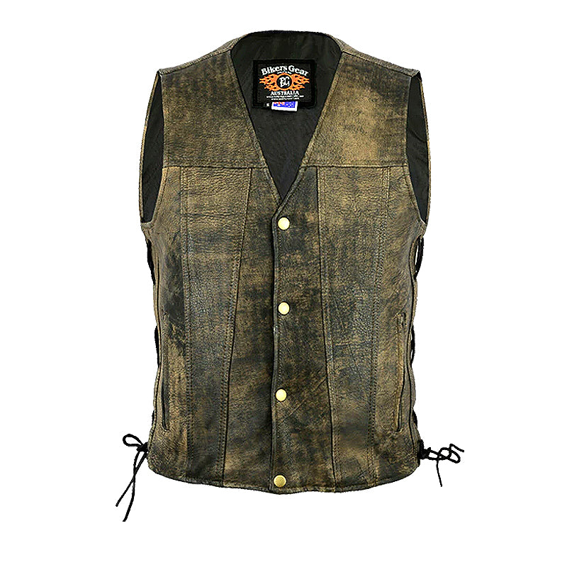 Bikers Gear Australia Copper Men Motorcycle Vest Brown