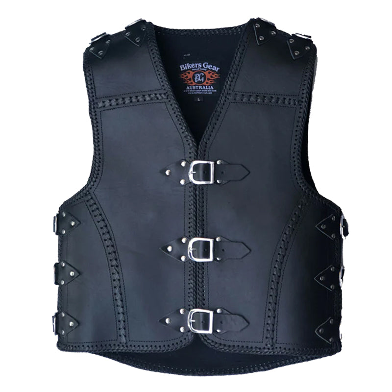 Bikers Gear Australia Albany HD 3mm Motorcycle Club Vest Black