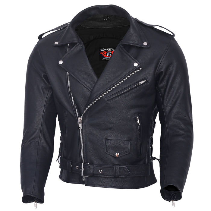 Bikers Gear Australia Motorcycle Leather Jacket Brando Patrol Style Classic