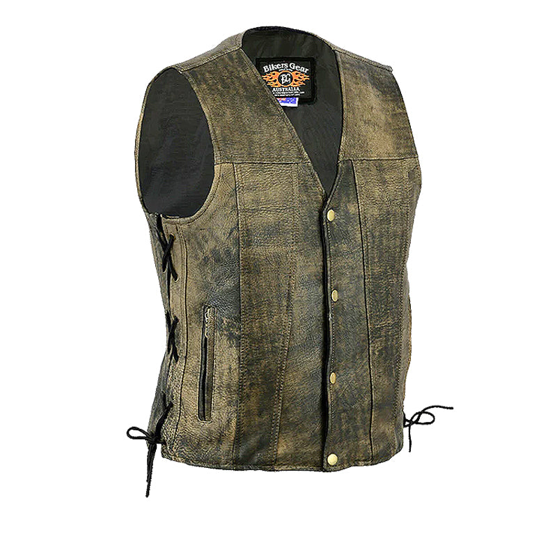 Bikers Gear Australia Copper Men Motorcycle Vest Brown