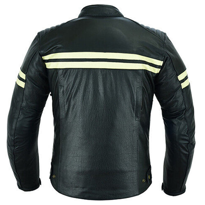 Bikers Gear Australia Motorcycle Leather Jacket Roadster Classic Black/White