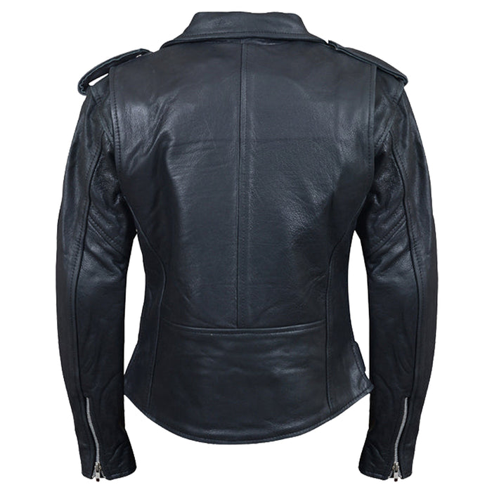 Bikers Gear Australia Women Brando Belted Biker Leather Jacket Black