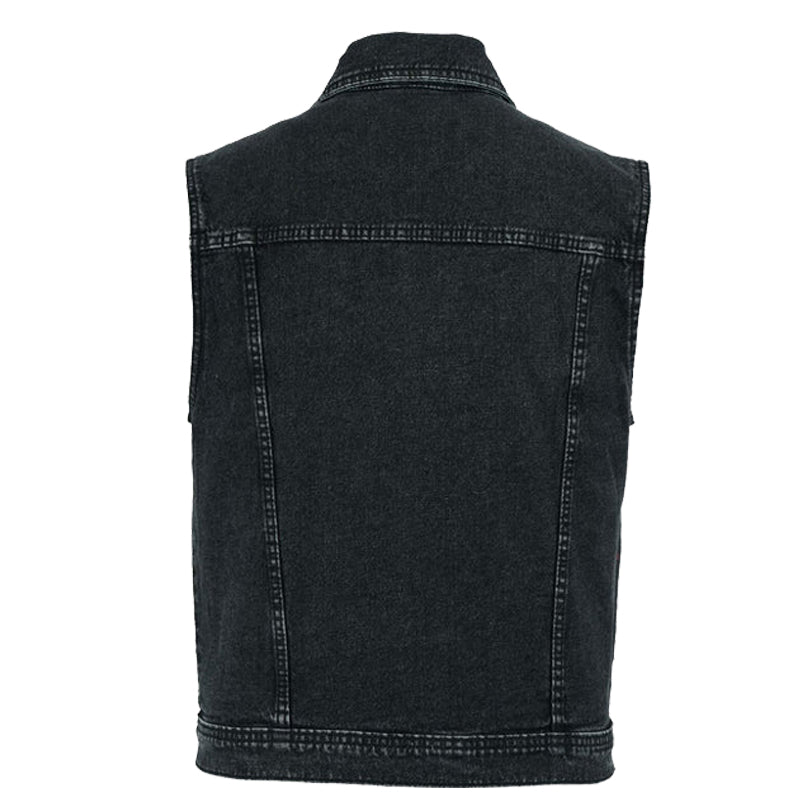 Bikers Gear Australia Jaguar Denim Motorcycle Vest Black