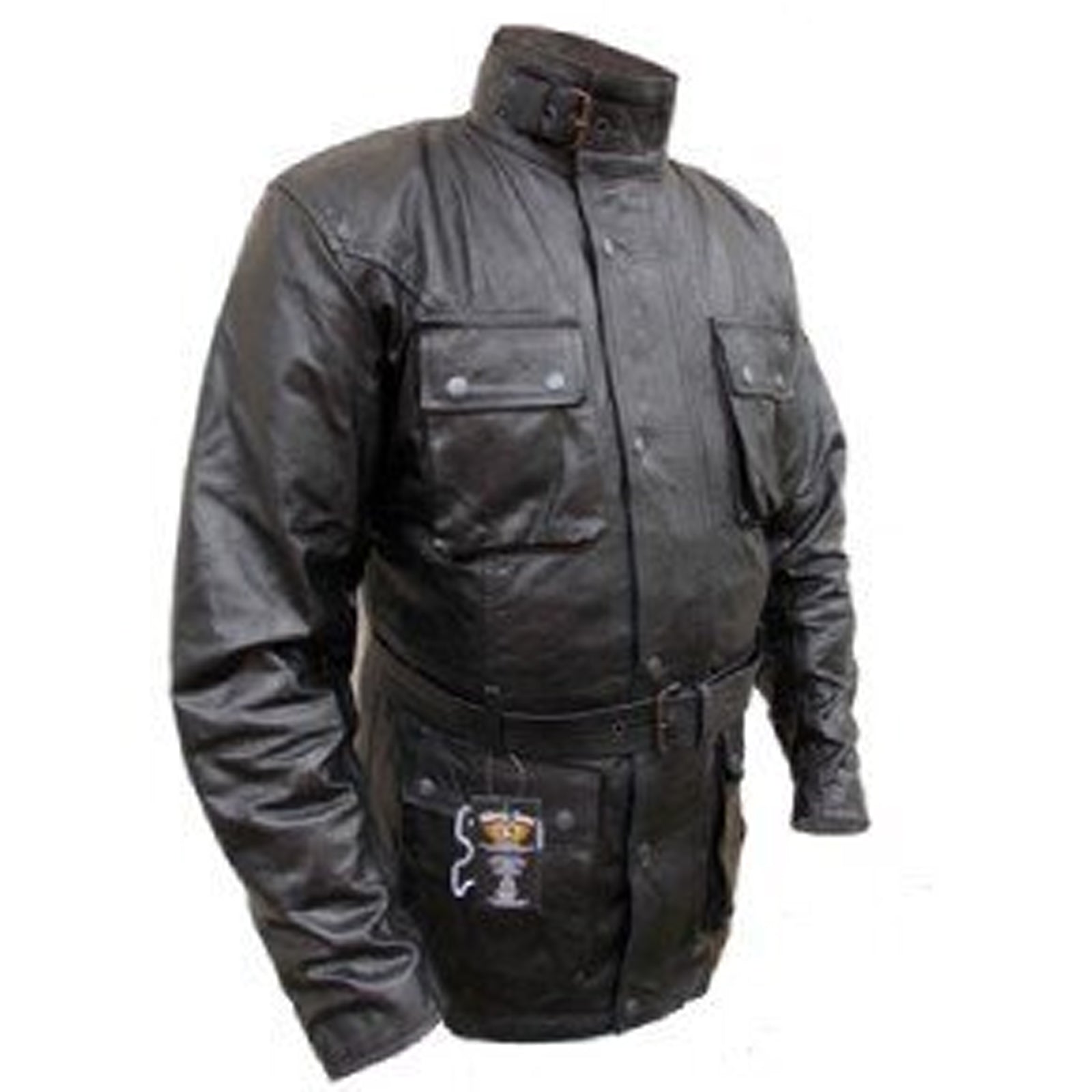 Bikers Gear Australia Motorcycle Leather Jacket Trail Master Waxed Belstaff Style Black