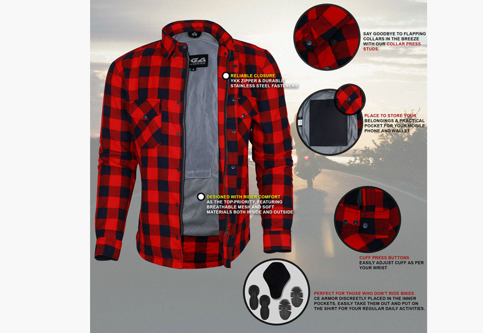 Bikers Gear Australia Exo Protective Kevlar Motorcycle Flannel Shirts