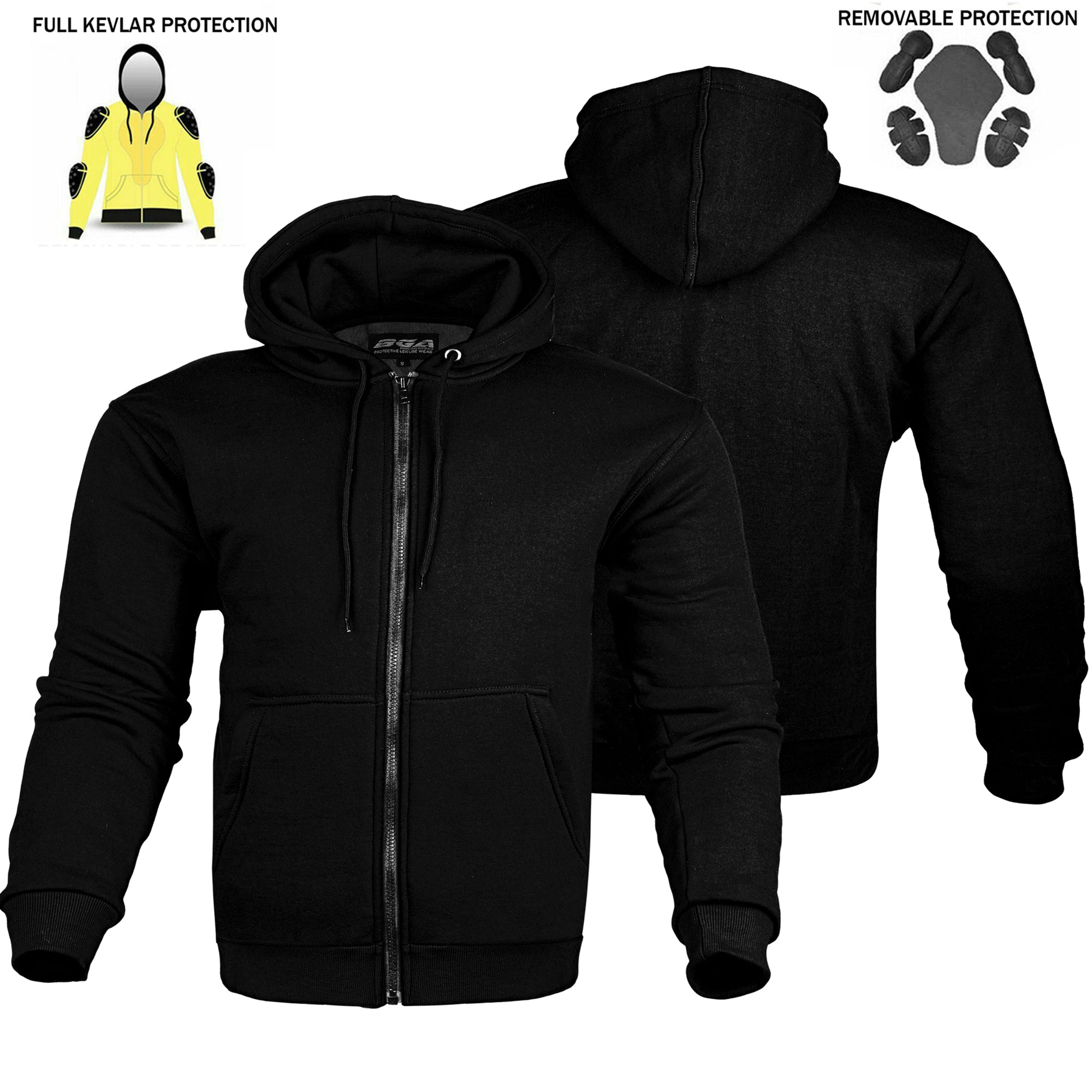 Bikers Gear Australia Alpha Protective Motorcycle Hoodie Black