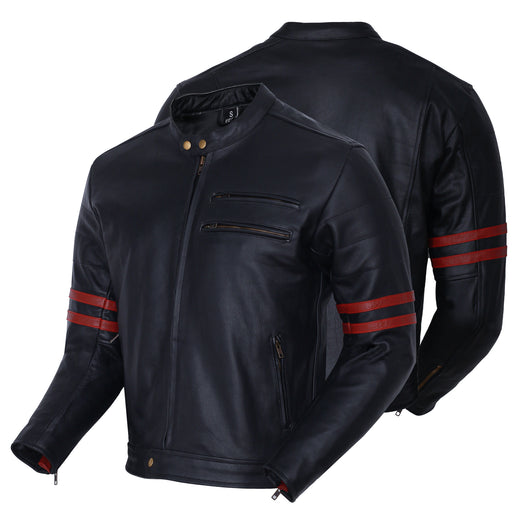 Bikers Gear Australia Motorcycle Leather Vintage Jacket The Rocker Black/Oxblood