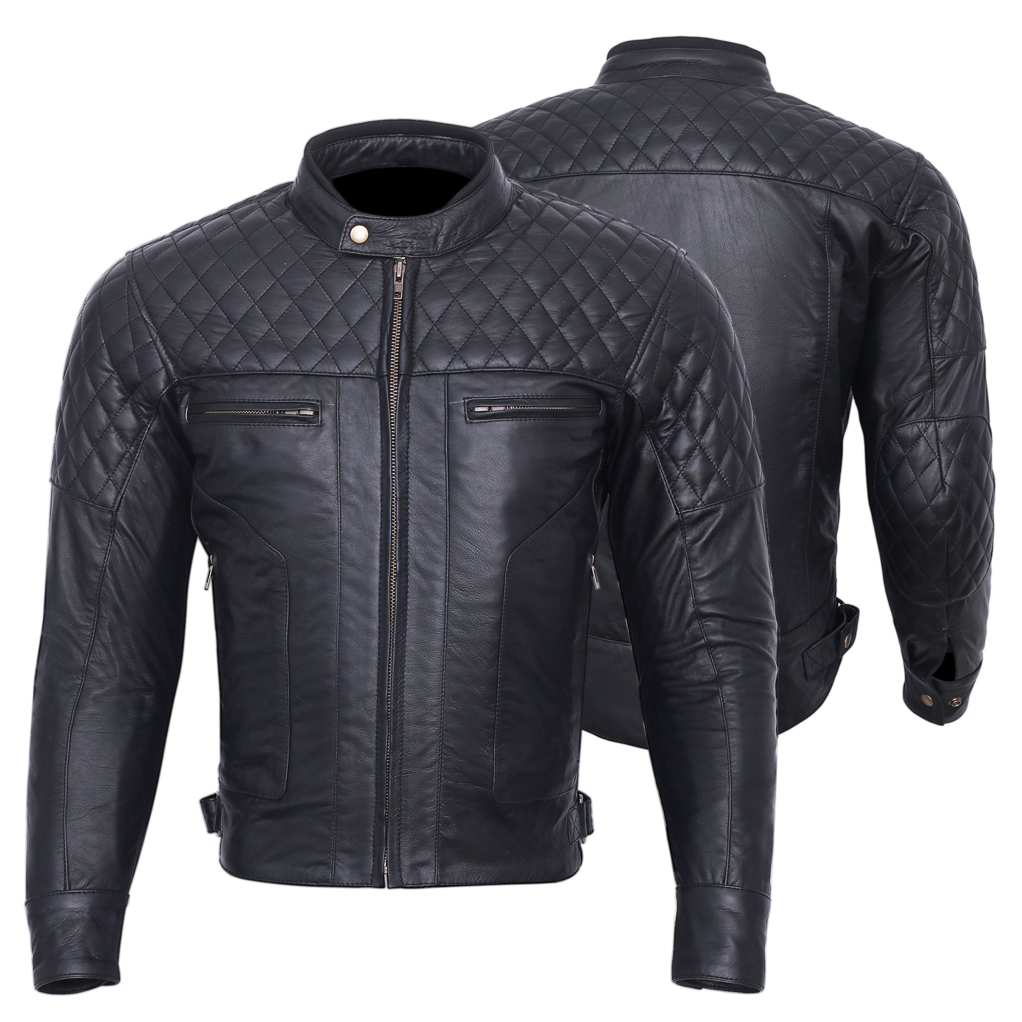 Bikers Gear Australia Limited Baron Diamond Premium Quality Soft Analine Leather Motorcycle Jacket CE Removable Armour