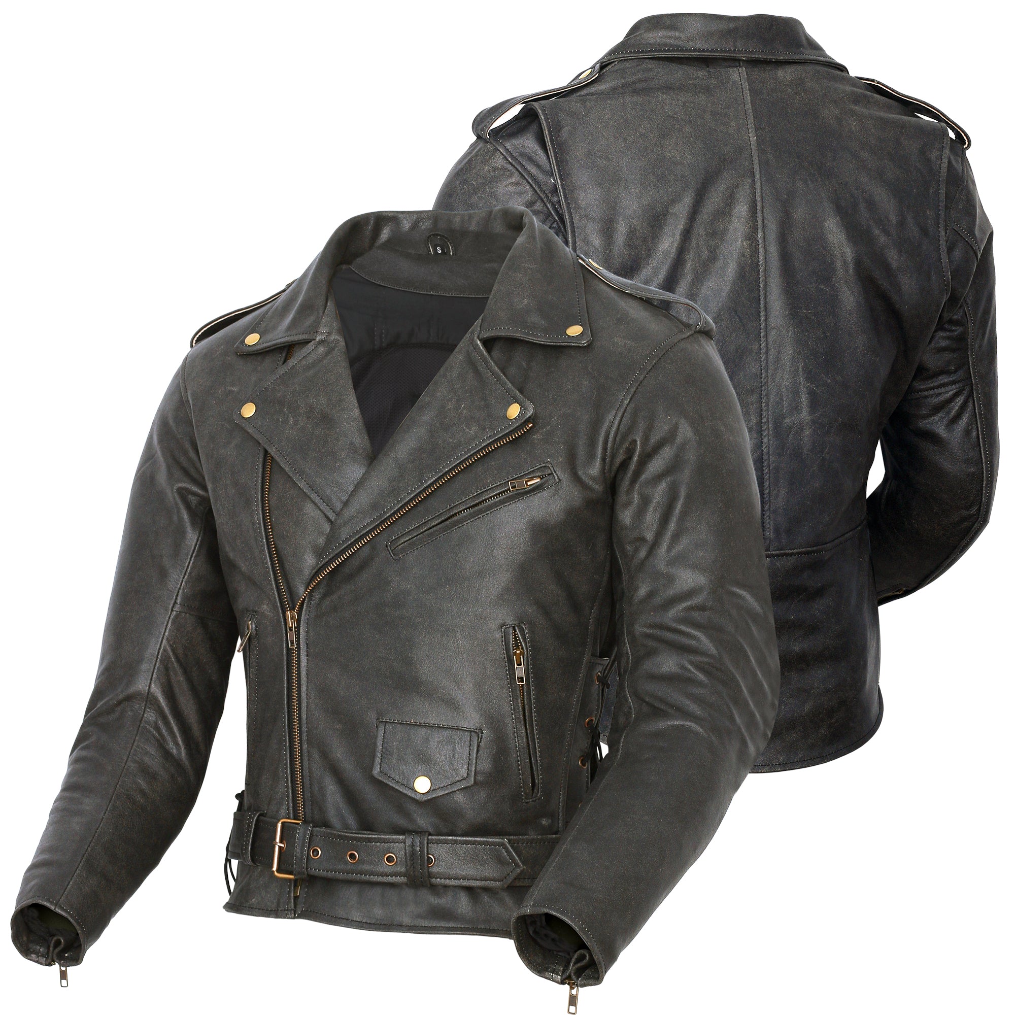 Bikers Gear Australia Brando Patrol Style Leather Motorcycle Jacket Vintage Brown