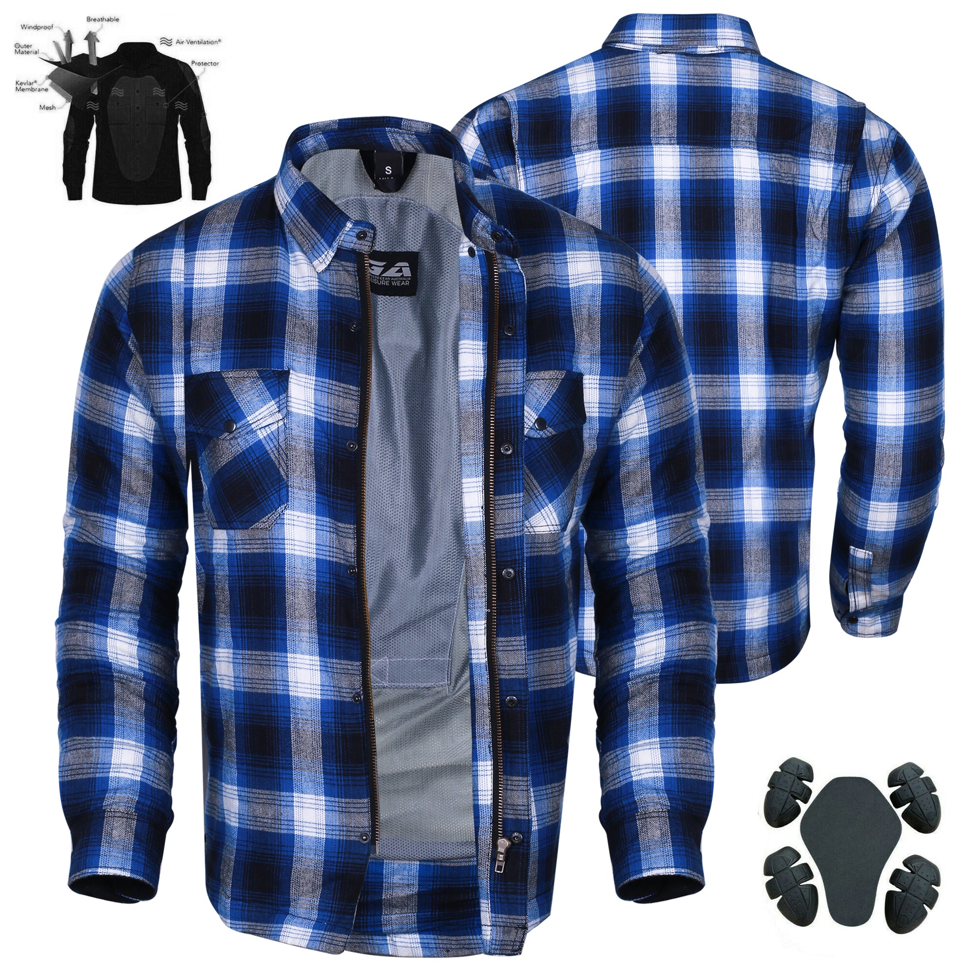 Bikers Gear Australia Timber HD Motorcycle Shirt Blue/White - Premium Men Protective Shirts - Just £68.98! Shop now at Australian Bikers Gear