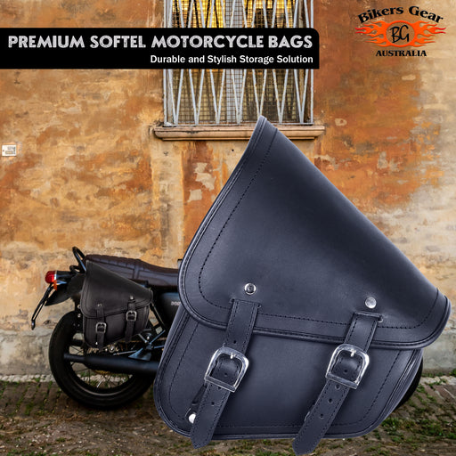 Bikers Gear Australia Motorbike Cruiser Harley Style Leather Swingarm Softail Solo Bag