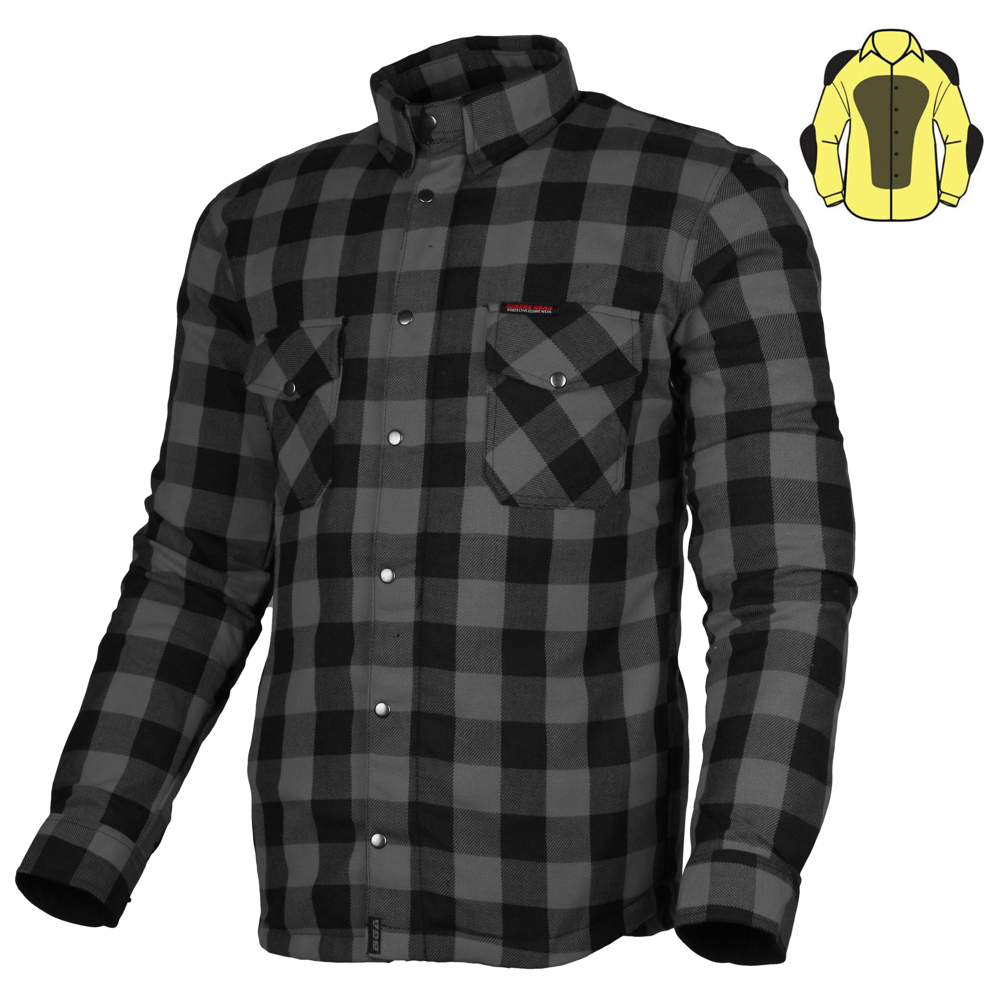 Bikers Gear Australia Exo Protective Motorcycle Flannel Shirts Grey - Premium Men Protective Shirts - Just £72.99! Shop now at Australian Bikers Gear