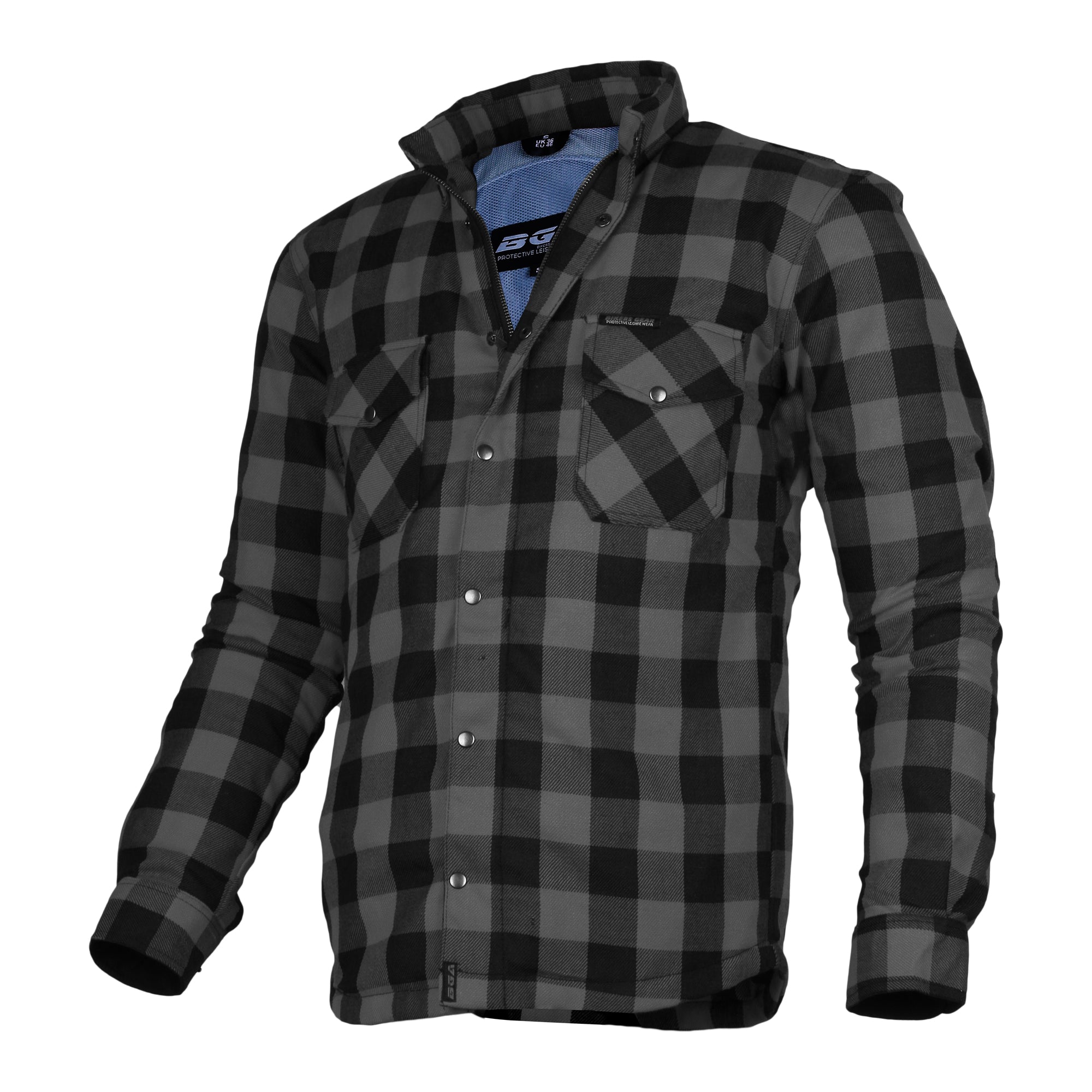 Bikers Gear Australia Exo Protective Motorcycle Flannel Shirts Grey - Premium Men Protective Shirts - Just £72.99! Shop now at Australian Bikers Gear