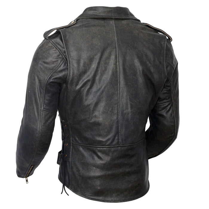 Bikers Gear Australia Brando Patrol Style Leather Motorcycle Jacket Vintage Brown